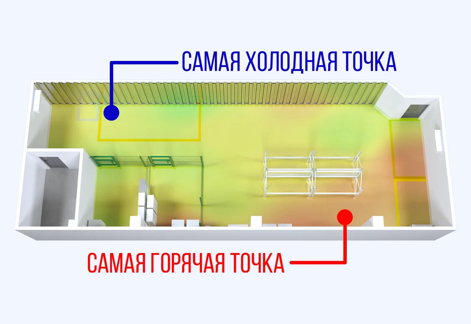 Климатическая карта распределения температуры на складе
